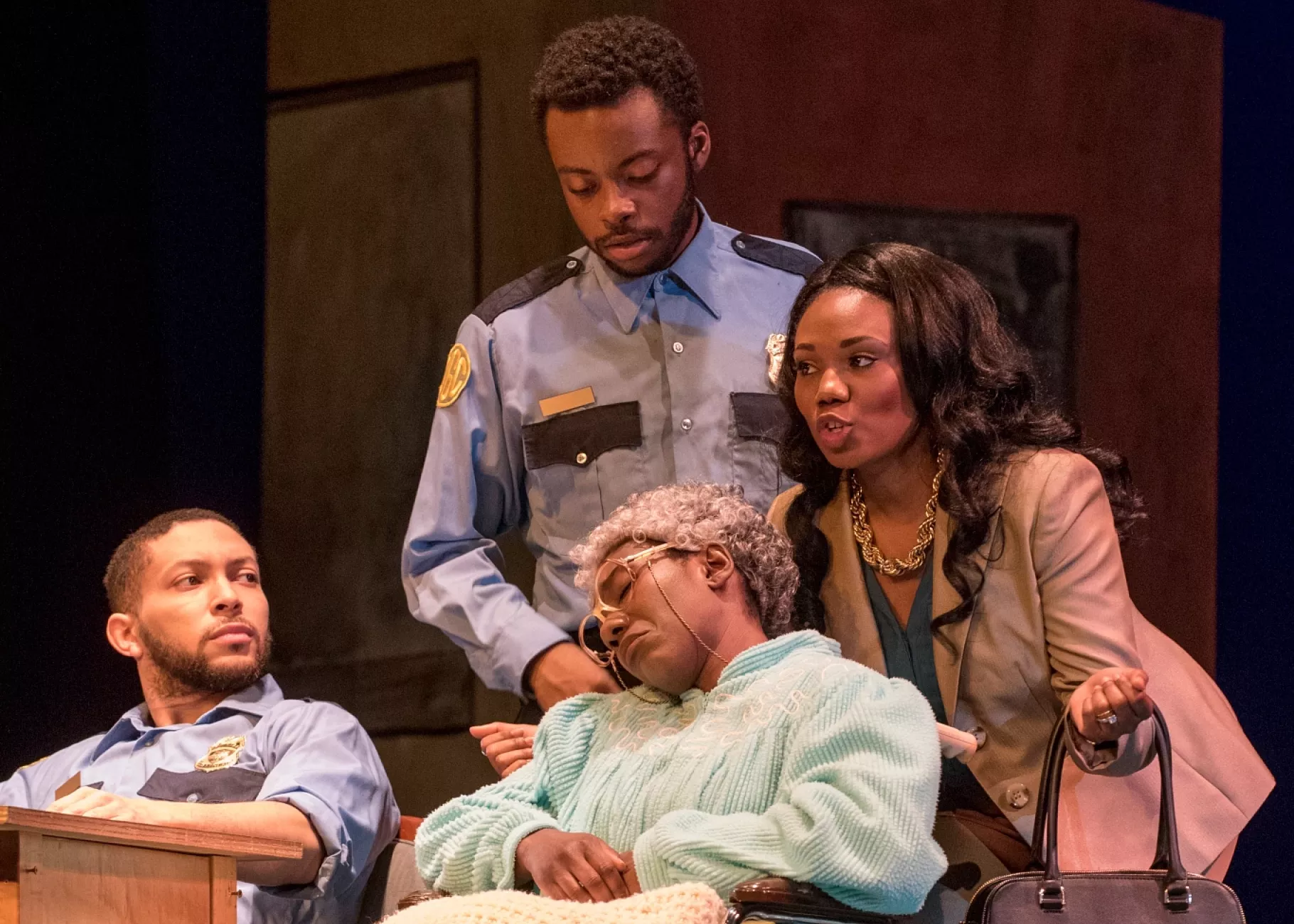 Actors preforming the play Fabulation
