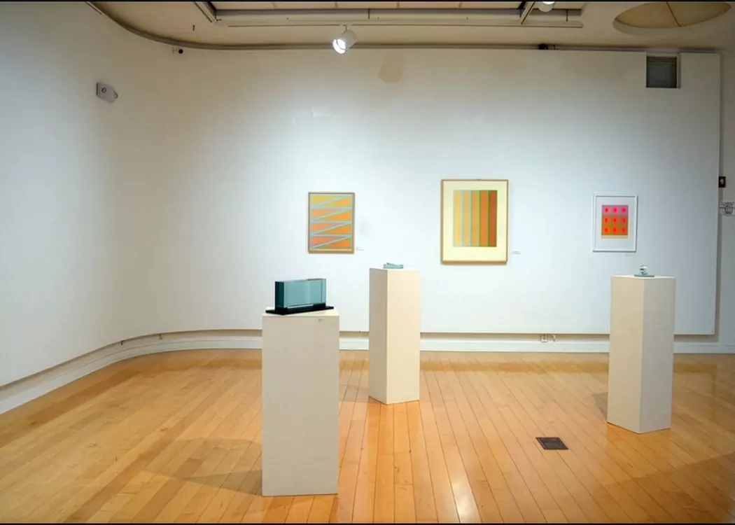 Gallery display of MFA student work